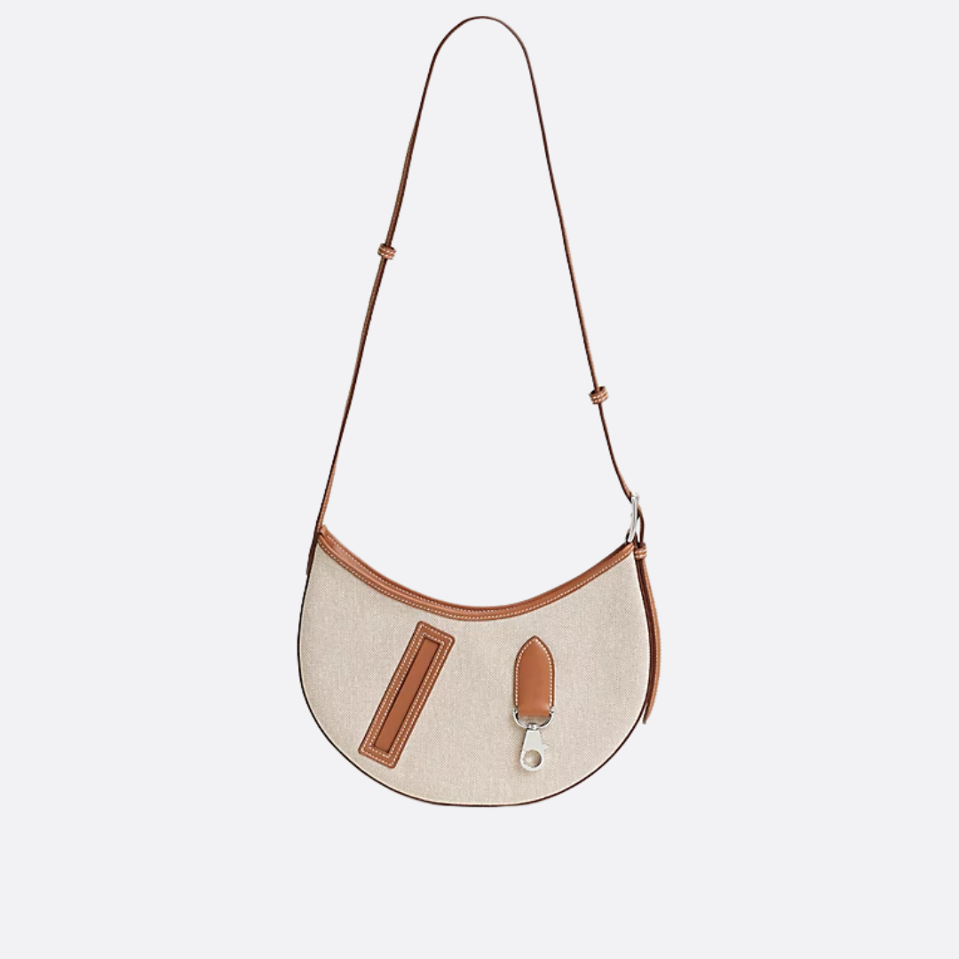 HERMÈS SMALL SADDLE BAG IN FABRIC AND LEATHER