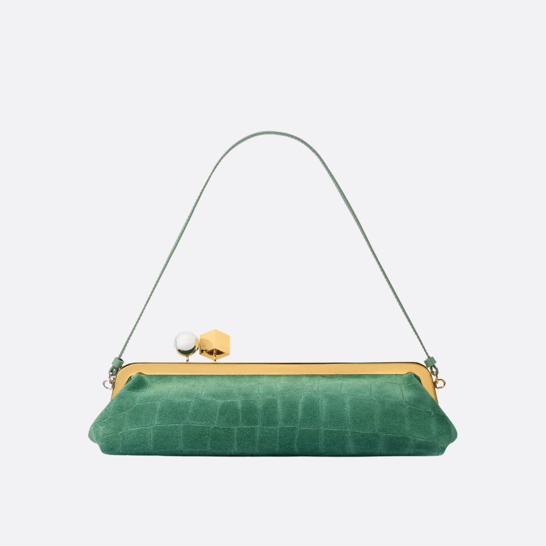 JACQUEMUS LE SALON CLUTCH IN SUEDE WITH CROCO EMBOSSING