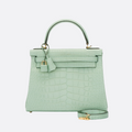 HERMÈS KELLY 28 – MATTE ALLIGATOR LEATHER VERT D'EAU (REVERSE STITCHING)