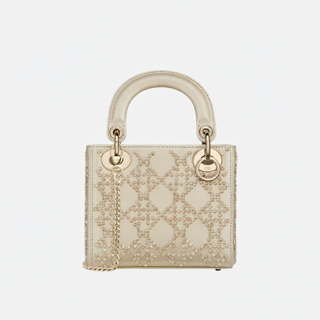 MINI LADY DIOR WITH PEARL EMBROIDERY